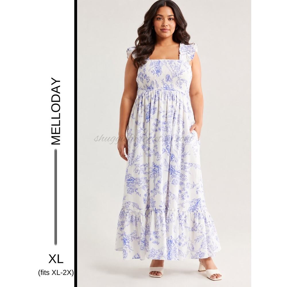 MSRP: $138 | ✨ Melloday Floral Smocked Maxi Dress Size XL (fits up to PLUS)✨